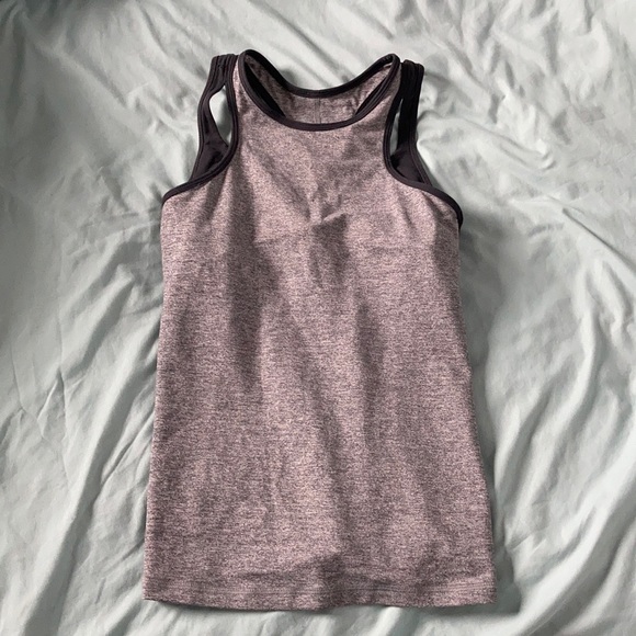 lululemon athletica Tops - Lululemon Grey/Black Racerback Tank w built in bra